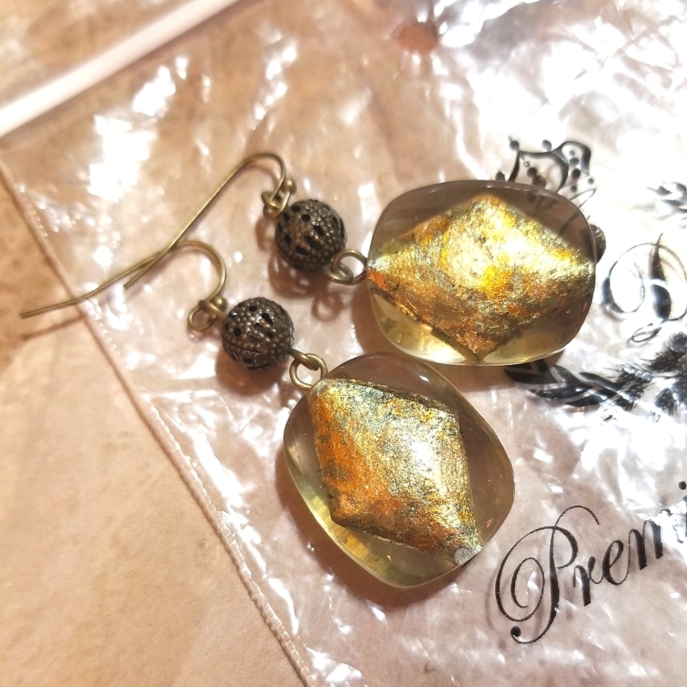 NEW Premier Designs Filigree Golden Drop Earrings - Picture 5 of 7